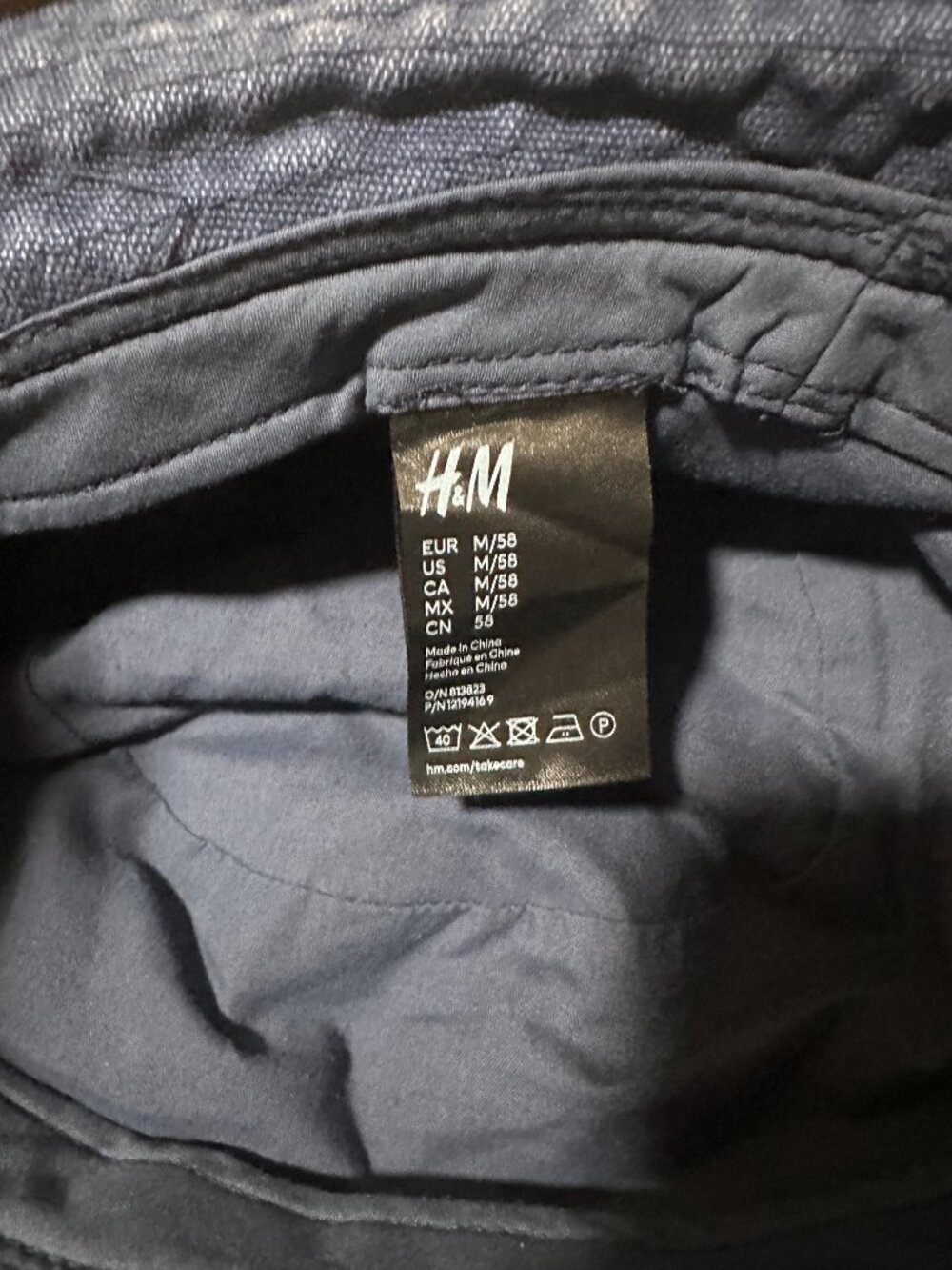 H&M Blue Cotton Bucket Hat M/58 - Picture 4 of 4